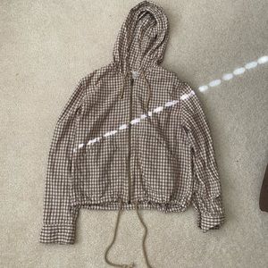 Plaid Brown Cream Zip Up Rubbish Size XS